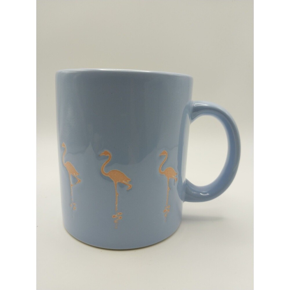 Vintage Waechtersbach Spain Light Blue Peach Flamingo Coffee Mug Ceramic